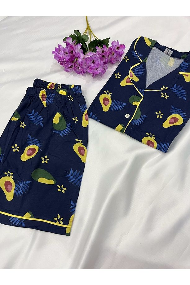 Avakado Desenli Şortlu Pijama Takımı - 3