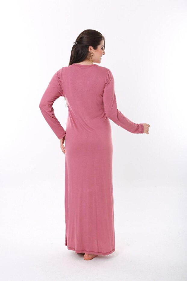 Kadın Bambu Uzun Ev Elbisesi Gecelik - 4