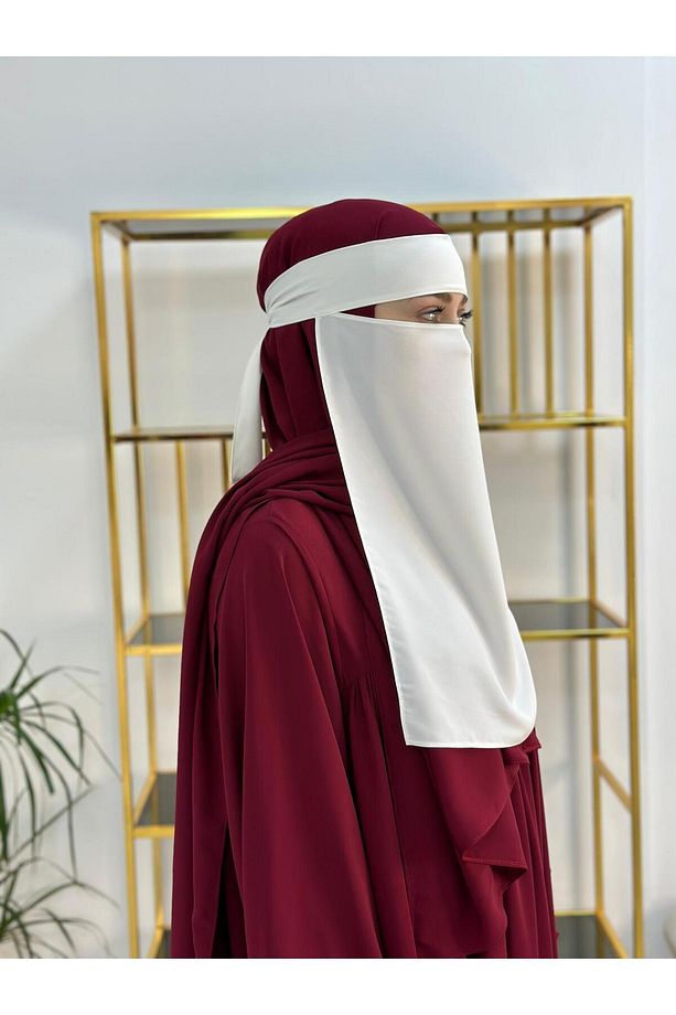 peçe tek katlı , medine ipegi beyaz renk - 1