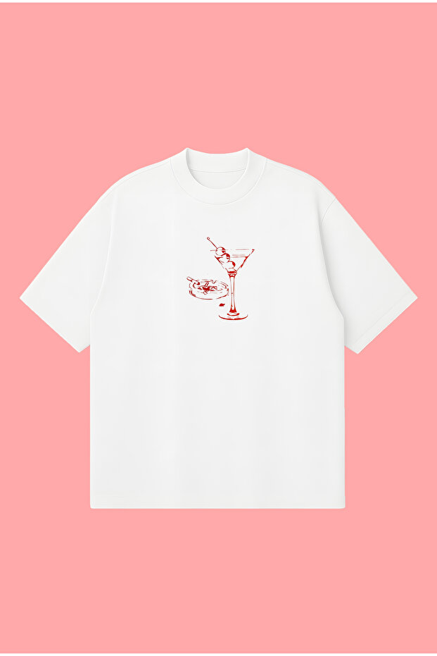 Martini W Cigarette Boxy Fit Oversized Unisex 100% Cotton Pack Tshirt – Printed T-Shirt | Streetwear