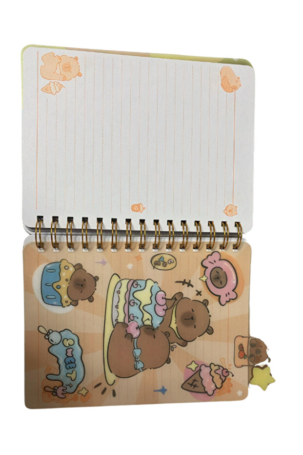 Capybara Capybara Striped Notebook with Bookmark 3D Tv Notebook Cover Variable Feature Ring Binder Notebook Gift - 5