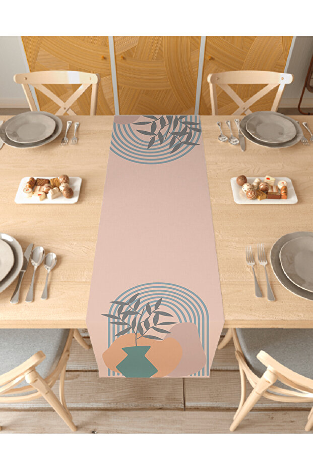 Vase Flower Bohemian Pattern Special Design Runner Printed Decorative Beige Tablecloth Modern Home Decoration