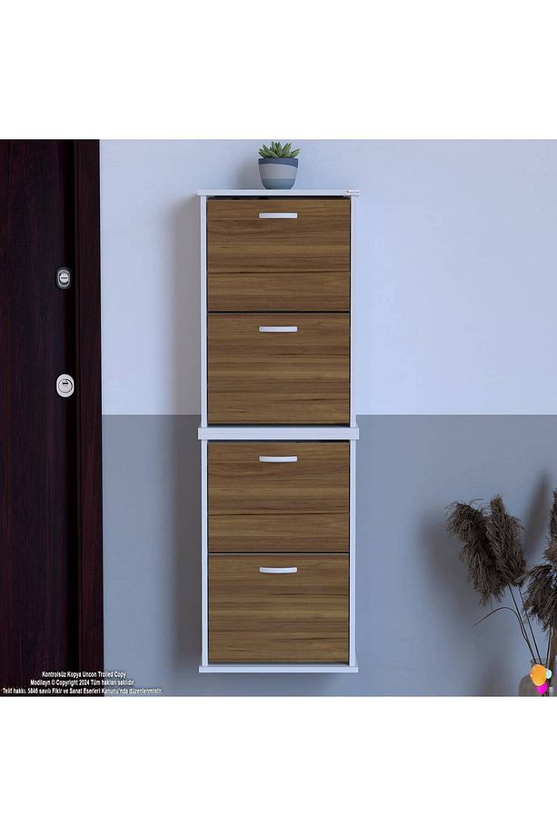 UMAY' 2 Li Asma Antre Hol 52 x 148 x 25,5 cm’ lik 4 Düşer Kapak 8 Göz Ayakkabılık - 3