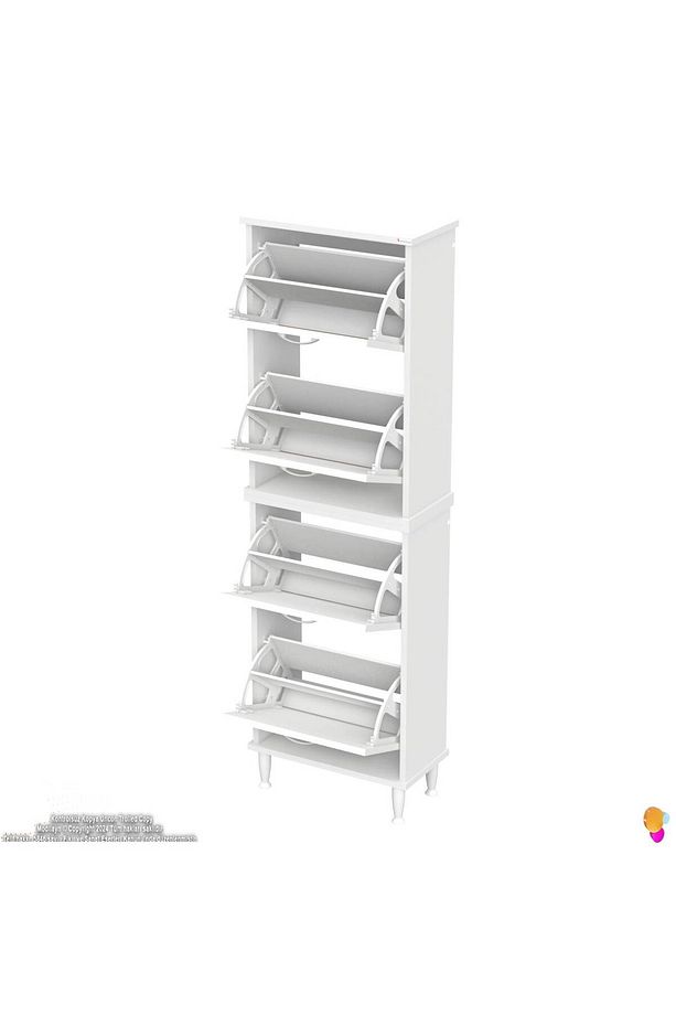 Umay' 2 Li Kapı Önü 52 X 160 X 25,5 Cm’ Lik 4 Düşer Kapak 8 Göz Bölmeli Ayakkabılık - 7