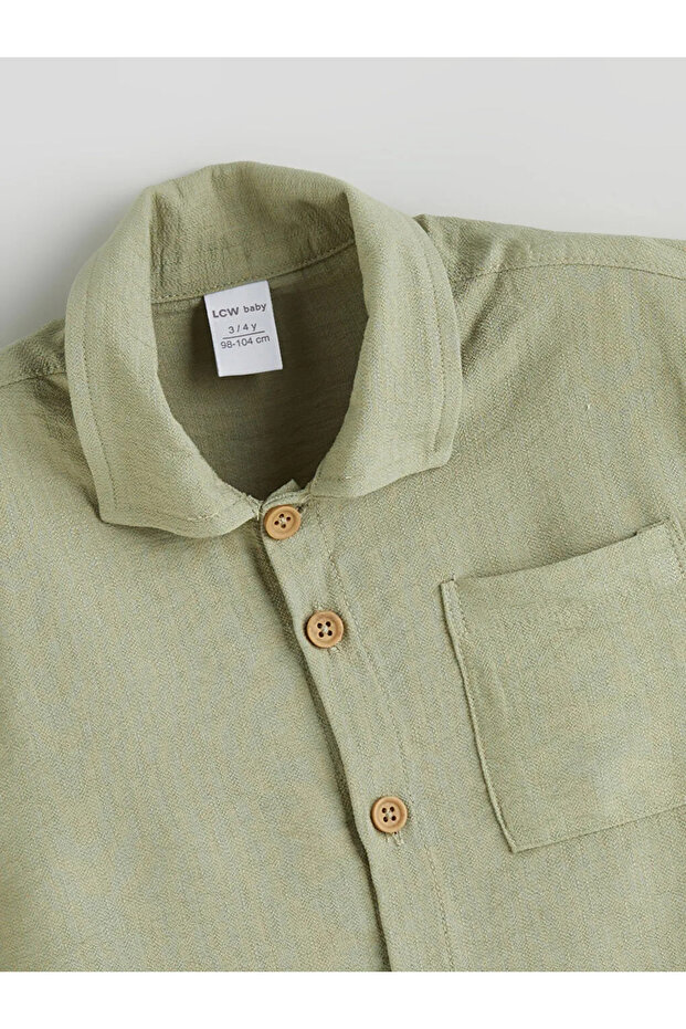 LCW baby Yeşil Basic Erkek Bebek Gömlek ve Şort 2'li - 3