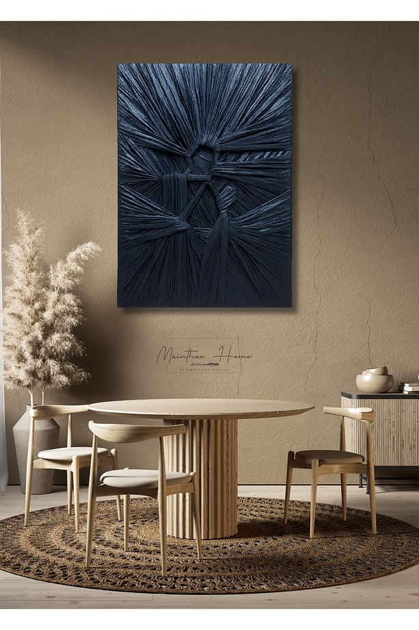 Dokulu Bohem Modern Alçı Kanvas Tablo - 1