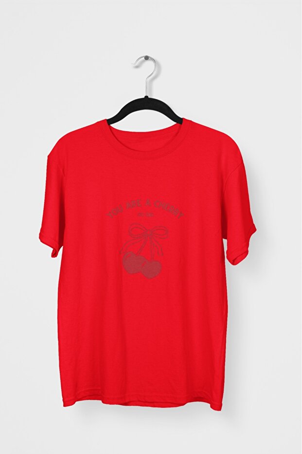 Men/Women -You Are a Cherry- Transfer Printed Round Neck Short Sleeve Tee