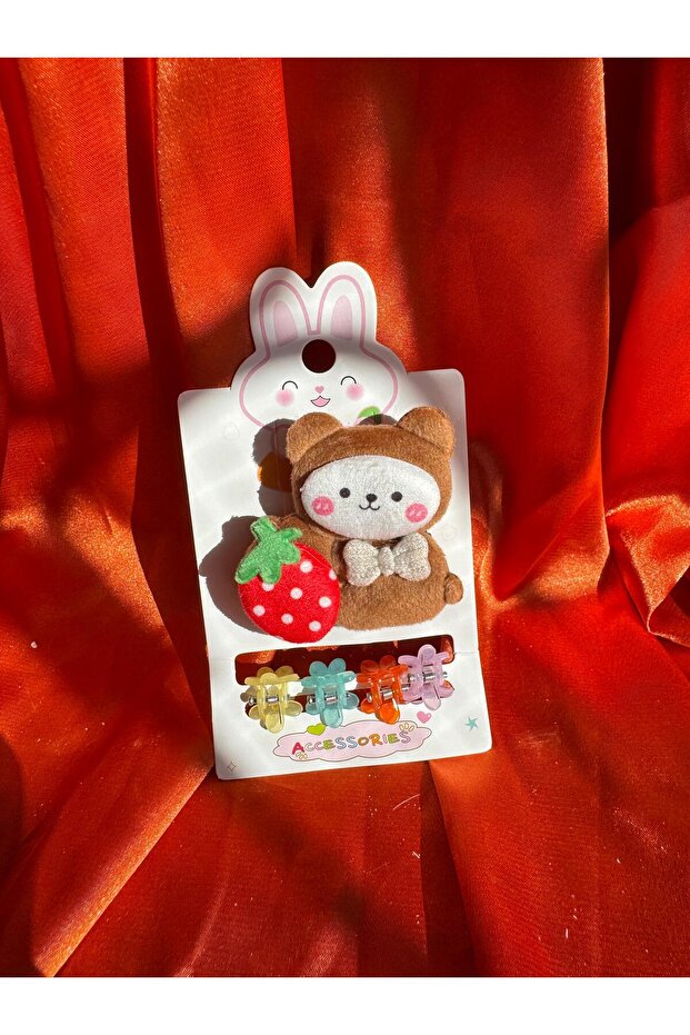 5-Piece Buckle Set with Cute Teddy Bear and Daisy Flower Figure