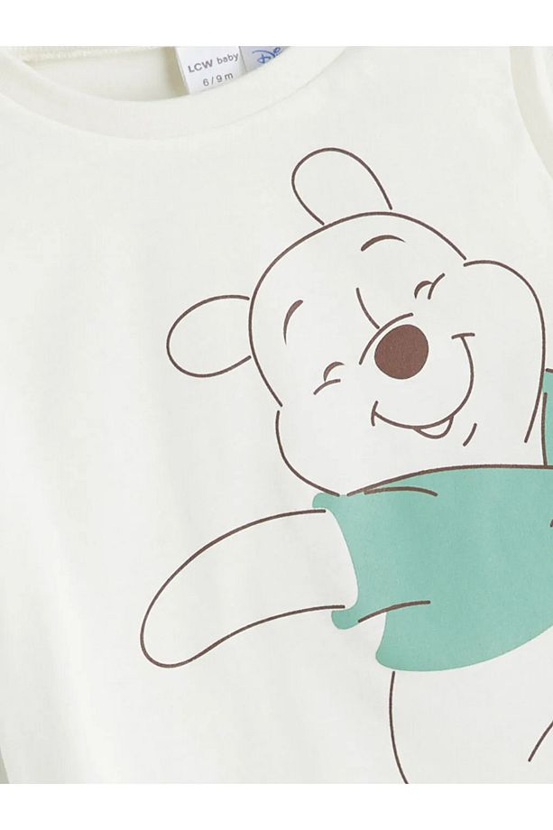 LCW baby Ekru Winnie The Pooh Baskılı Erkek Bebek Atlet ve Şort 2'li - 3