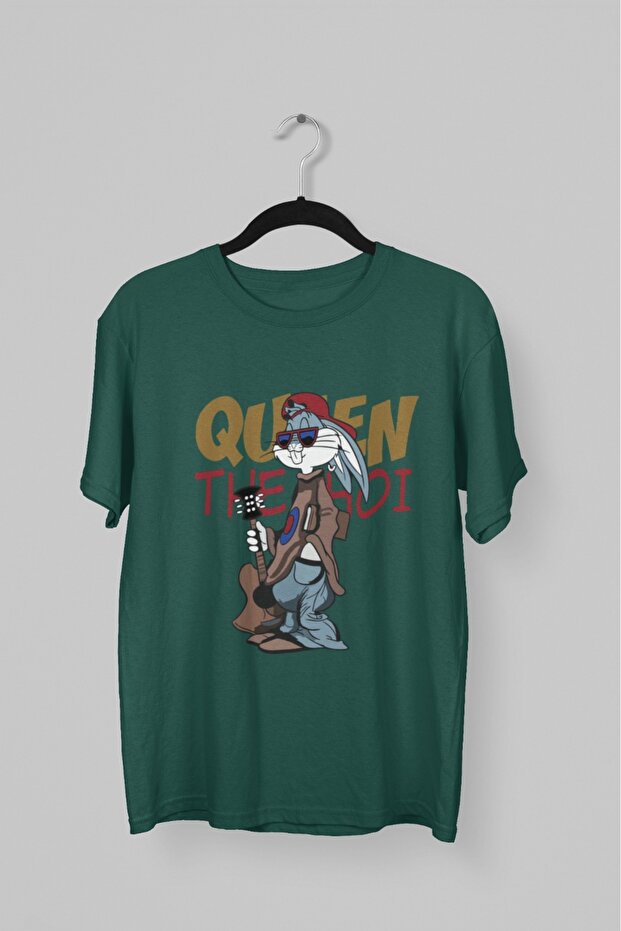 Men/Women -Queen Rabbit- Transfer Printed Round Neck Short Sleeve T-Shirt