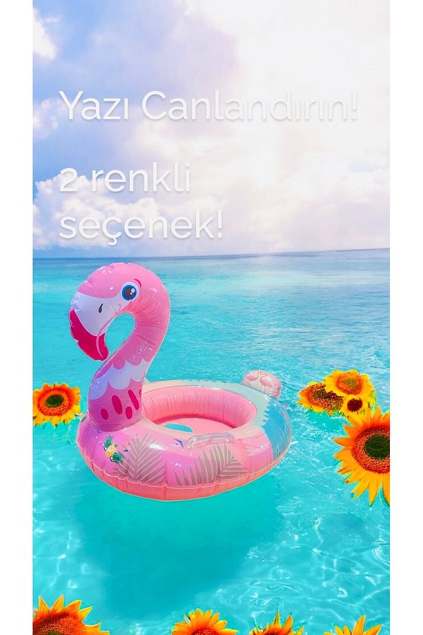 Çocuk Deniz Simidi Flamingo Oturmalı Tutucaklı 0-5 Yaş - 3