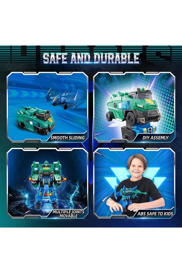 Dinoster Heroes Stego Blast Wing Dönüştürülebilir Büyük Robot Figür - 4