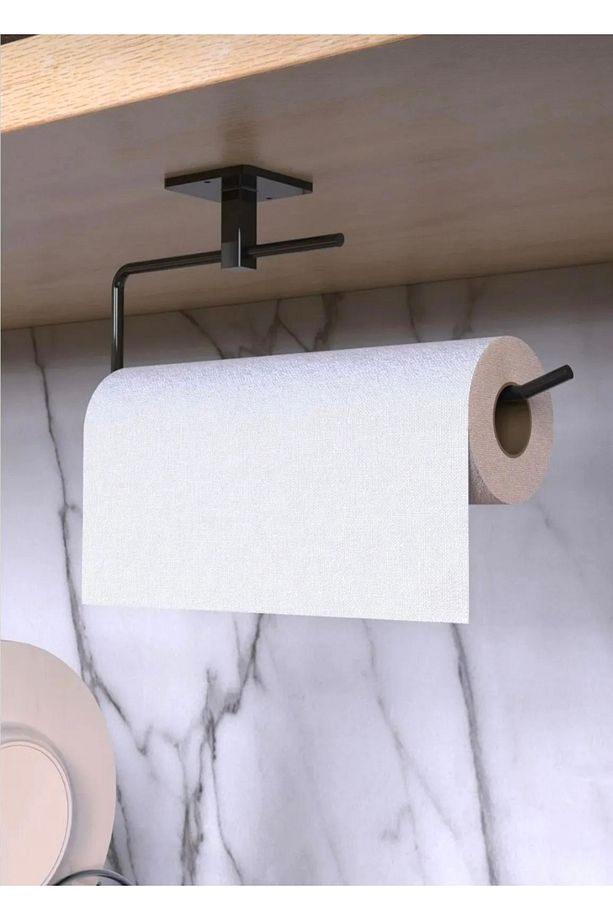 Siyah kağıt rulo havluluk peçetelik yapışkanlı tasarım askı - 1