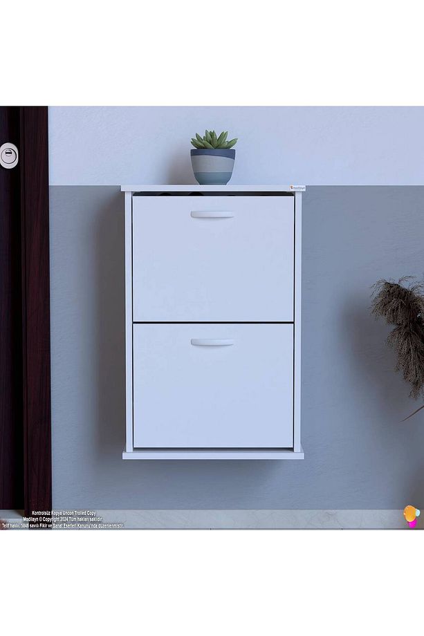 Umay Asma Kapı Önü 52 X 78 X 25,5 Cm’lik 2 Düşer Kapak 4 Göz Bölmeli Ayakkabılık - 4