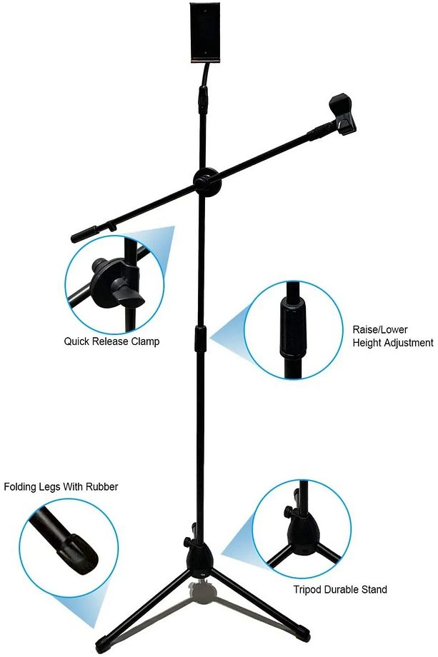 190cm Maksimum Uzunluk 2in1 Mikrofon ve Tablet Stant Katlanabilir Açısı Ayarlanabilir - Model 103SP - 5