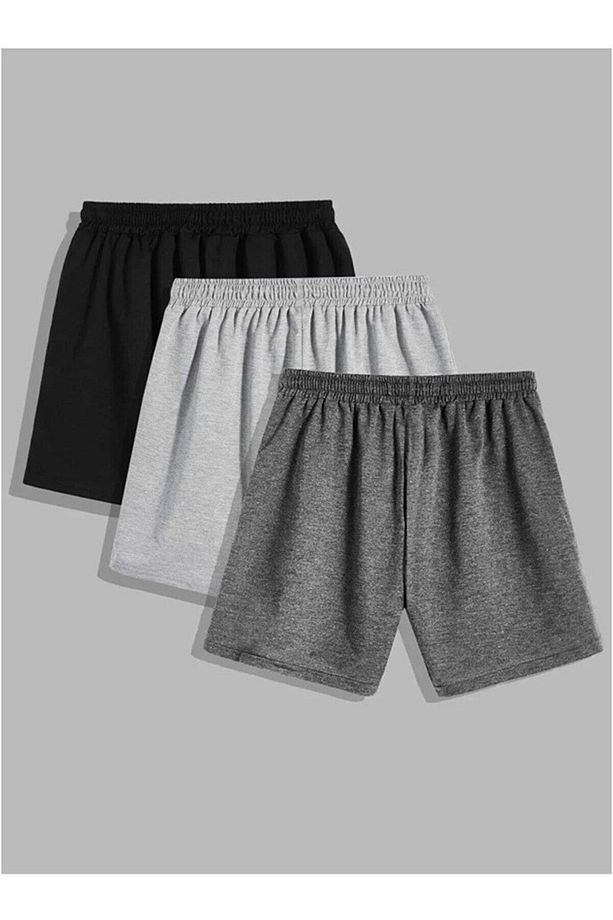 3'lü Set Rahat Kalıp Unisex Penye Spor Şort - 1