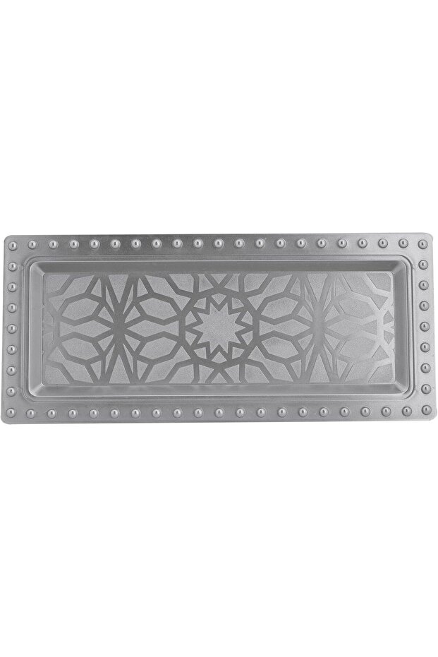 صينية تقديم مستطيلة، فضية - 1