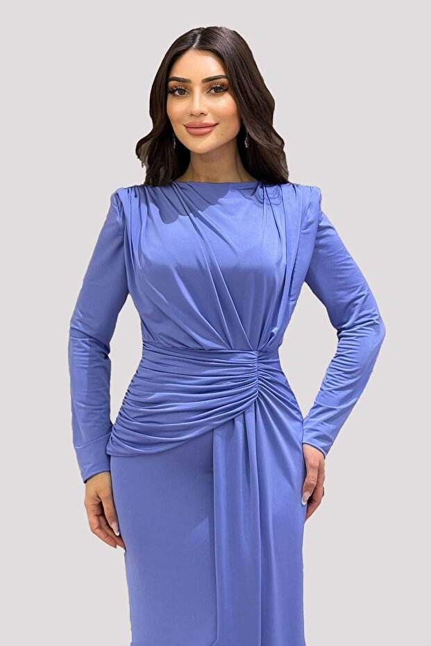 Drapeli uzun örme elbise - 2