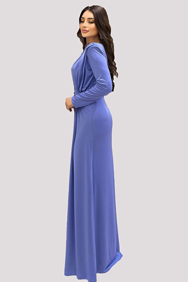 Drapeli uzun örme elbise - 4