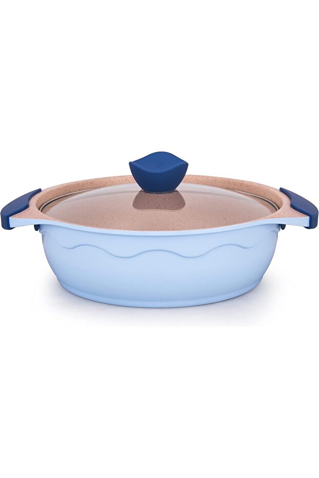 AMERCOOK ALFETTA قدر منخفض بغطاء 26 سم أزرق