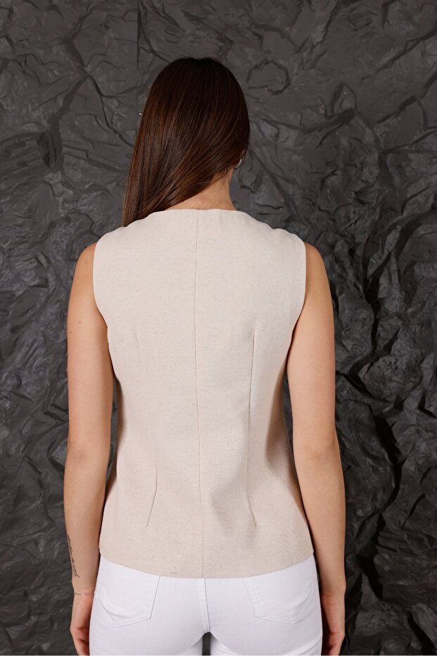 سترة مزينة بأزرار من الكتان بنسبة 100% - 6