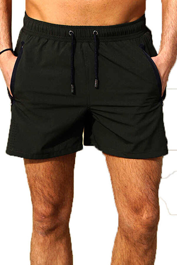 Khaki Stretch Fabric Water Repellent Men's Pool Sea Shorts Swimwear - 22
