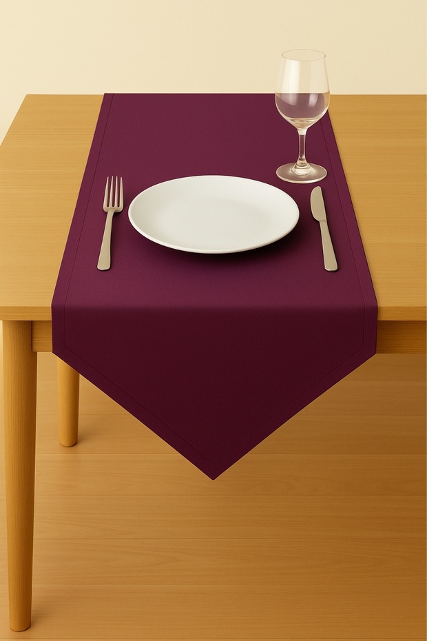 Luna Series Velvet Textured Triangle Runner - Plum