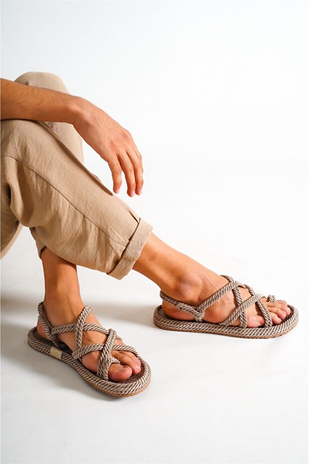 صنادل صيفية برباط من القش للرجال - 3