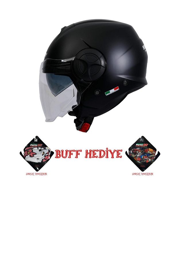 SW 737 MAT SİYAH YARIM KASK - 1