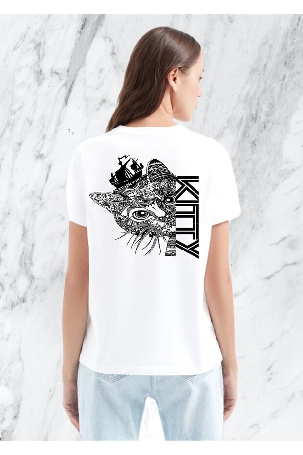 Cat Mandala Linear Animal Cat Gift Girlfriend Kıtty Lover Unisex Regular T-shirt