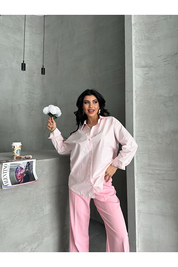 çizgili poplin gömlek - 2