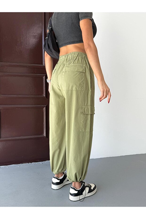 ZEO BASİC PARAŞÜT KUMAŞ KARGO CEPLİ BEL VE PAÇA LASTİKLİ PANTOLON ÇAĞLA - 6