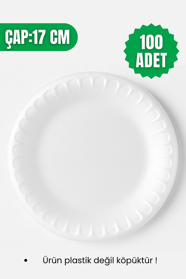 Köpük Tabak Yuvarlak Küçük Boy 100 Adet Çap:17cm - 1