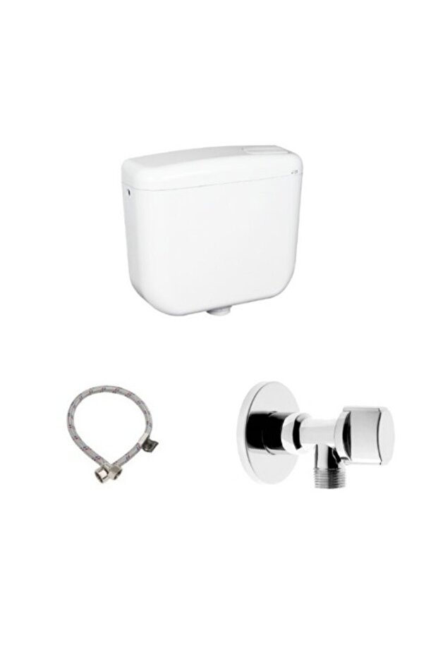 Concept WC cistern 1.9 l, monobloc, White, with corner tap 1/2 x 1/2 and water supply connection 1/2 - 4