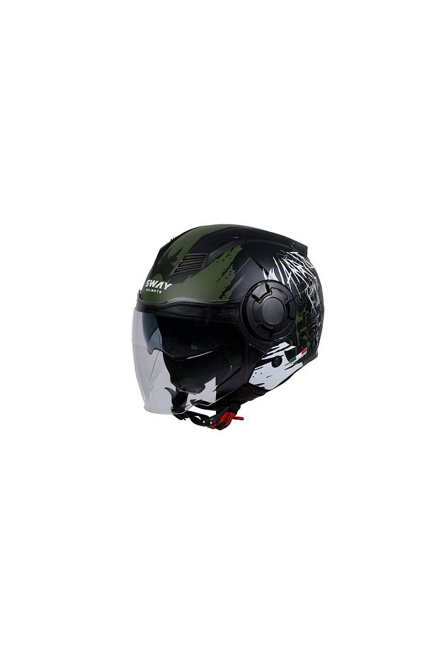 SW 766 WARRIOR Matt Black Army Grey Yarım Kask - 3