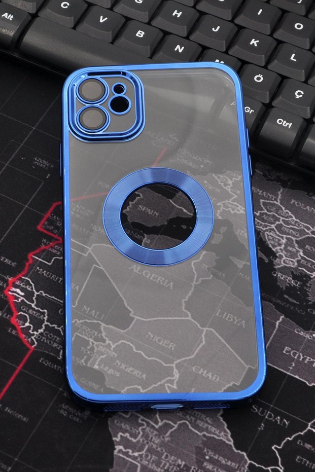 iPhone 11 Compatible Cobalt Blue Color Edge Laser Transparent Case with Lens Protection
