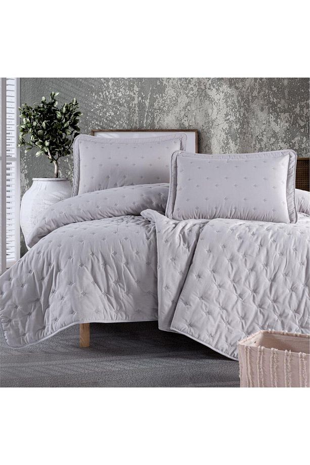 Clasy Microfiber Nakışlı Çift Kişilik Yatak Örtüsü Seti Aspendos - 1