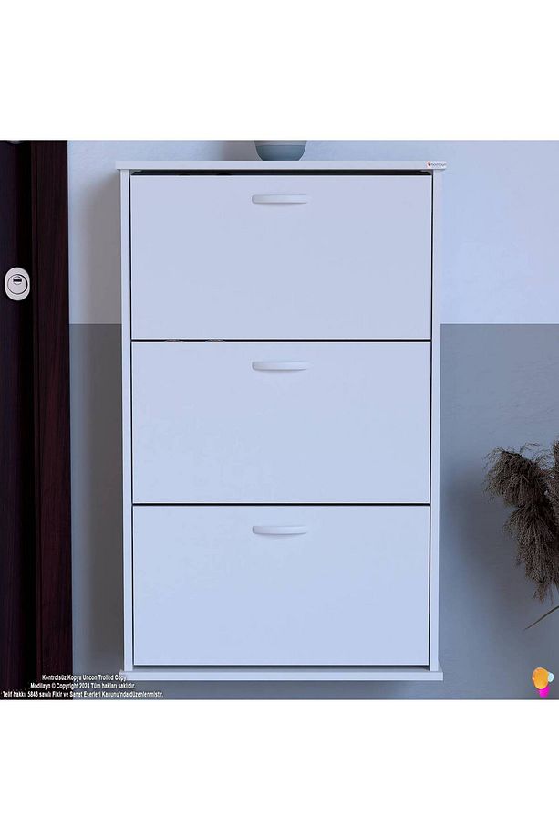 Varbi Asma Kapı Önü 72 X 115 X 25,5 Cm’ Lik 3 Düşer Kapak 6 Göz Bölmeli Ayakkabılık - 4