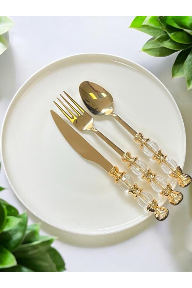 ROYKING RUSTİK 18 PARÇA TATLI SETİ TİTANYUM - 1