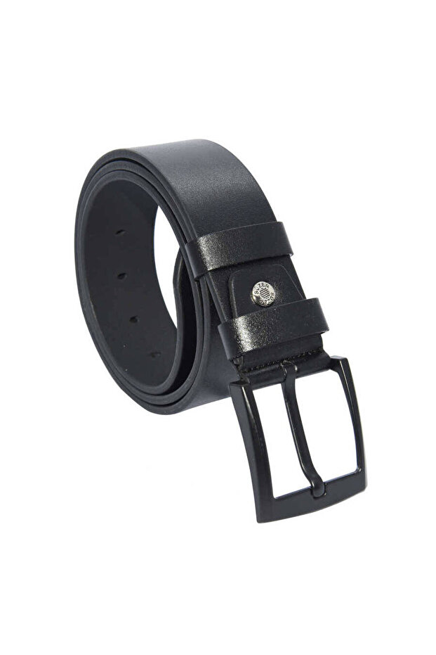 Black Faux Leather Flat Model 4.5 cm Sports Belt - 4500-Flat