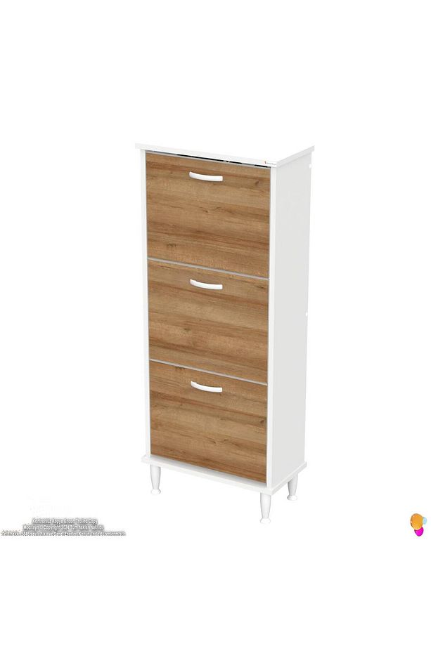 Varbi Kapı Önü 52 X 127 X 25, 5 Cm Lik 3 Düşer Kapak 6 Göz Raf Bölmeli Ayakkabılık - 6