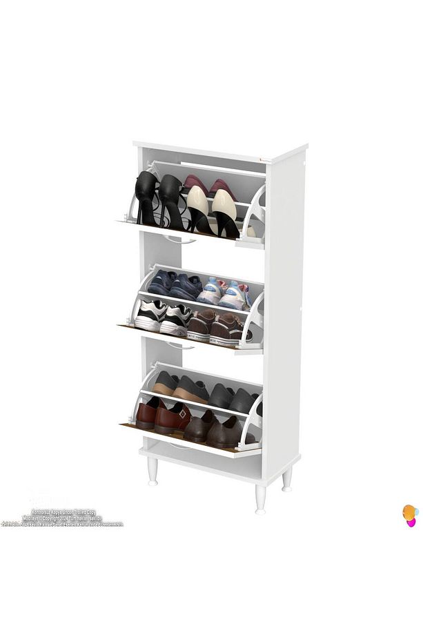 Varbi Kapı Önü 52 X 127 X 25, 5 Cm’ Lik 3 Düşer Kapak 6 Göz Bölmeli Ayakkabılık - 5