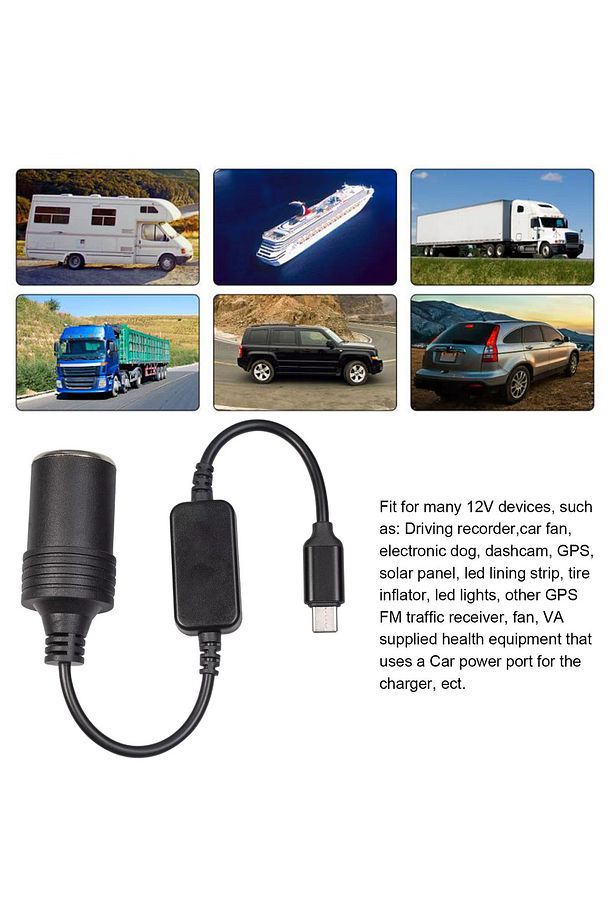 5V USB 12V 30 cm Çakmak Soketi Çakmak Adaptörü Dönüştürücü Tip C Erkek Kadın Araç Elektroniği - 4