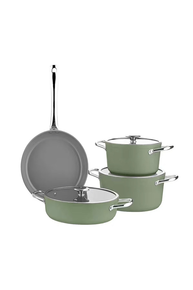 Voyage 7 Piece Ceramic Cookware Set - Green