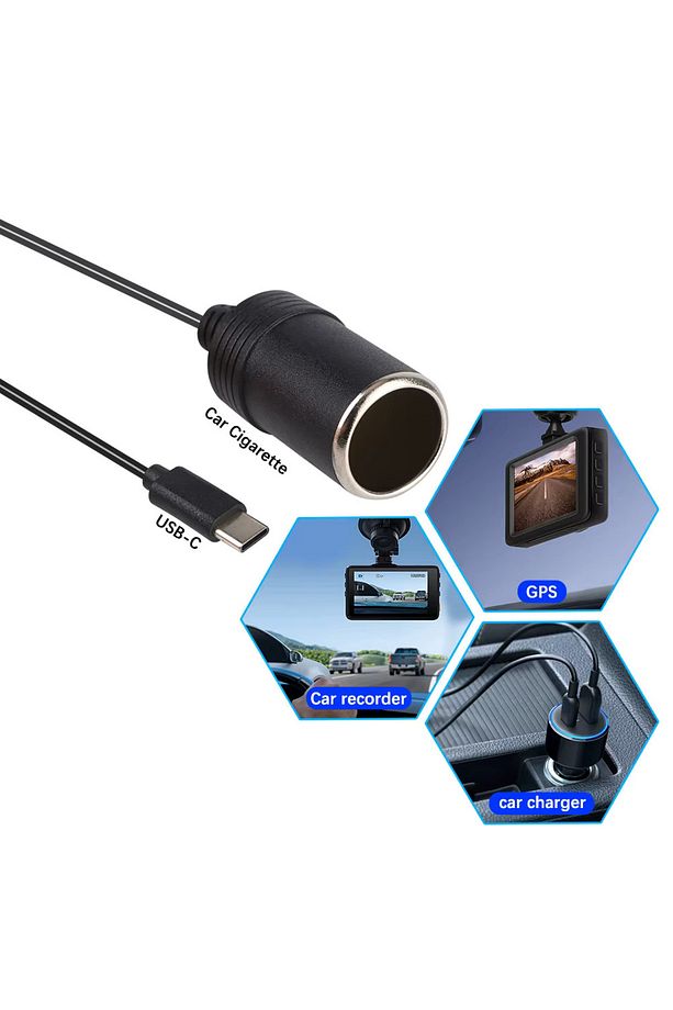 5V USB 12V 30 cm Çakmak Soketi Çakmak Adaptörü Dönüştürücü Tip C Erkek Kadın Araç Elektroniği - 9