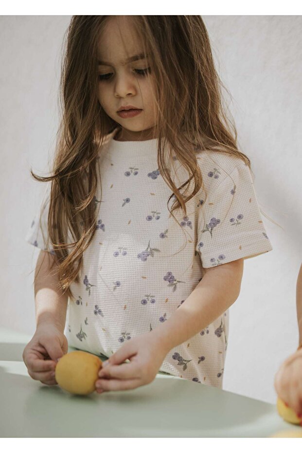 Blueberry Patterned 100% Cotton Girls Summer Set