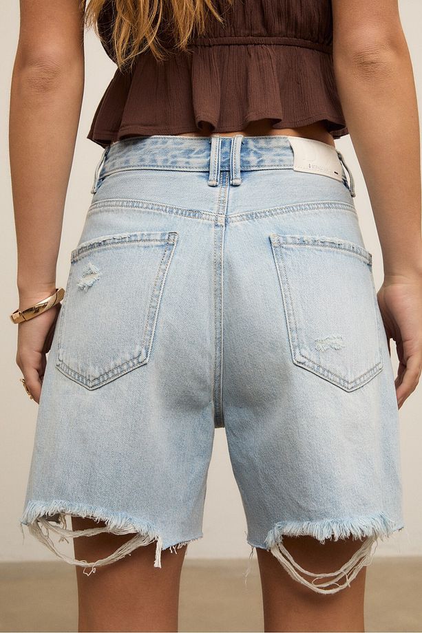 Uzun Denim Şort - 5