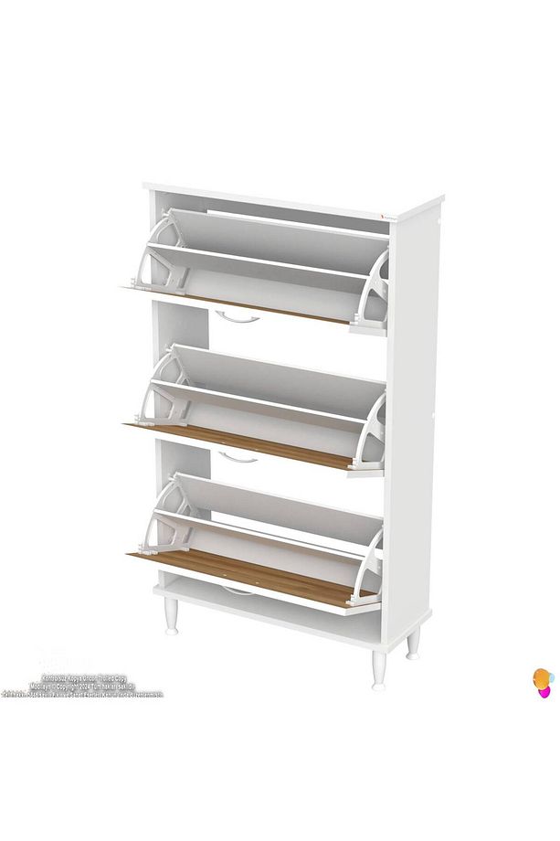 Varbi Kapı Önü 72 X 127 X 25, 5 Cm Lik 3 Düşer Kapak 6 Göz Raf Bölmeli Ayakkabılık - 7