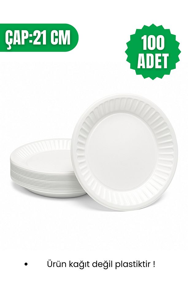 Plastik Tabak Büyük Boy 100 Adet - 1