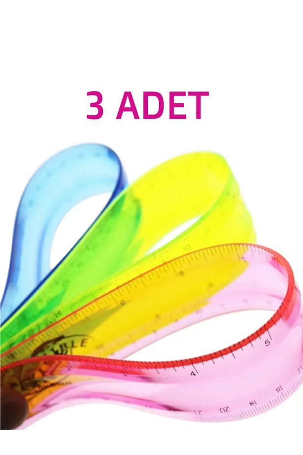 Okul Seti (3 Adet Küt Uçlu Korumalı Çocuk Okul Makası + 3 Adet Esnek Cetvel) - 3